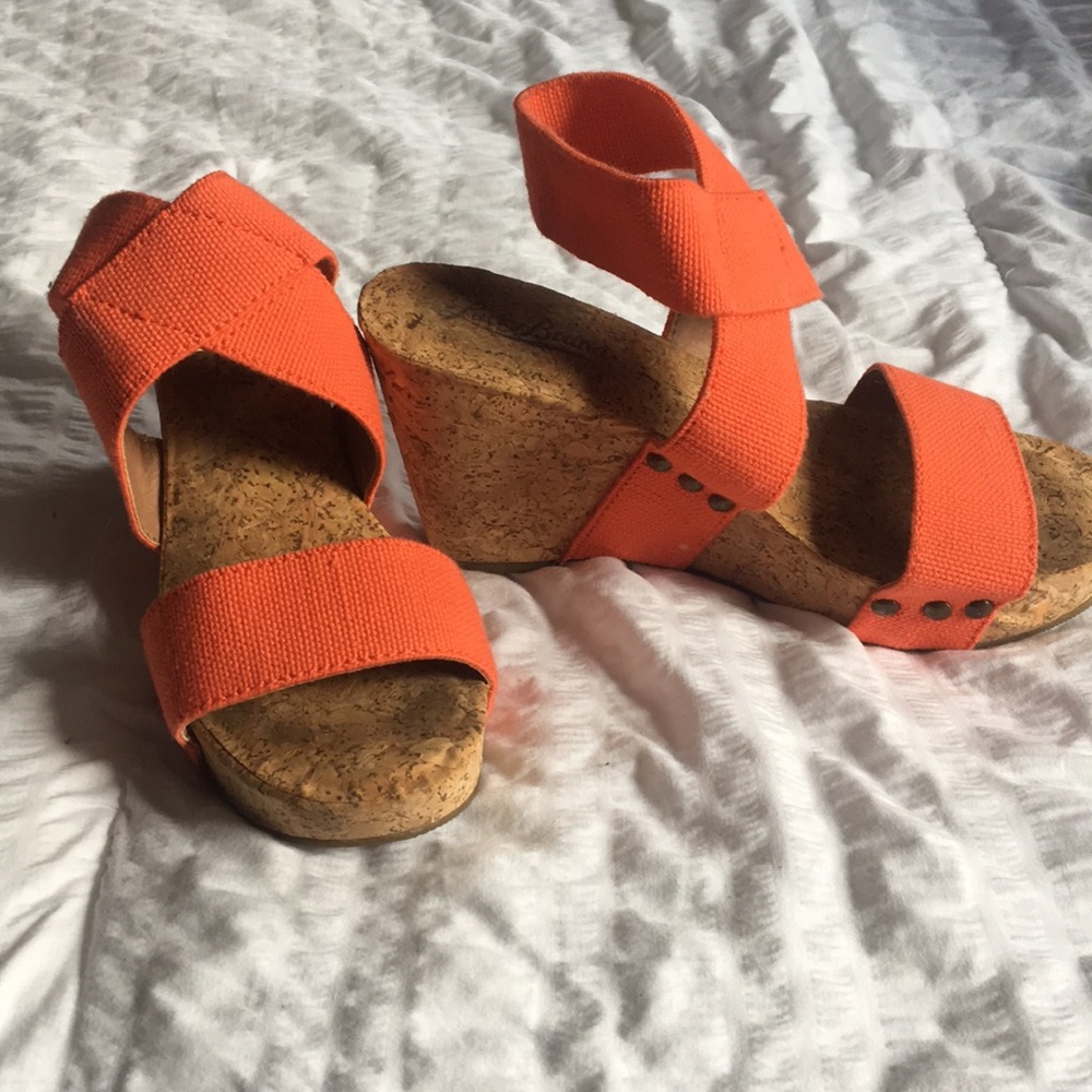 Lucky Brand Coral Cork Wedges